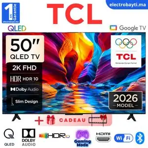 TCL 50" - Smart TV QLED Full HD Google Tv et Dolby Audio, Design Bezel-less, 50S5K