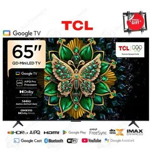 TCL 65 QD-MiniLED 4K UHD Smart Google TV Dolby Vision IQ, 144Hz, ONKYO Audio + Support gratuit, 65C6K