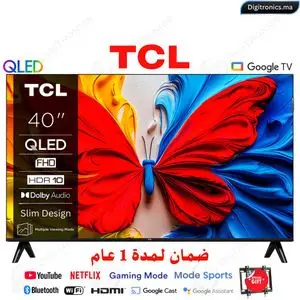 TCL 40 QLED Full HD Smart Google TV, Dolby Audio, Design sans bordure + Support Gratuit, 40S5K