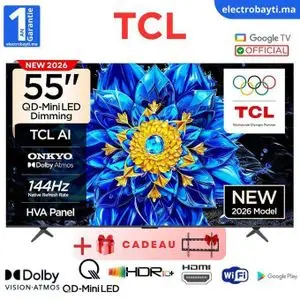 TCL 55" Premium QD Mini LED 4K UHD - GOOGLE TV - 144HZ VRR - Dolby Vision &amp; Onkyo - 55P8L - NEW 2026