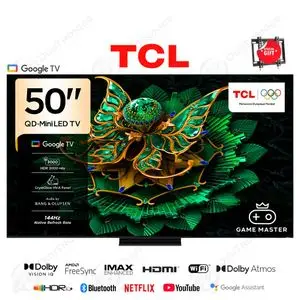 TCL 50 QD-MiniLED 4K UHD Smart Google TV Dolby Vision IQ, 144Hz, Audio ONKYO + Support gratuit, 50C6K