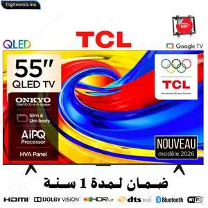 TCL 55 Premium QLED 4K UHD Smart Google TV Dolby Vision HDR10+, Mince &amp; Corps Uni + Support gratuit, 55P7L