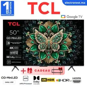 TCL QD Mini LED – PREMIUM SMART TV - GOOGLE TV - 4K UHD –  144HZ VRR – HDR10 – 50C6K