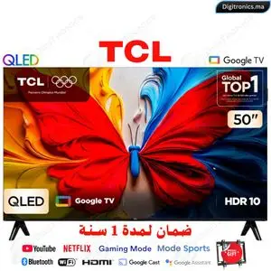 TCL 50 QLED Full HD Smart Google TV, Dolby Audio, écran plat + Support Gratuit, 50S5K
