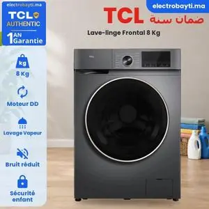 TCL C1108FLG – Machine à laver Frontale 8 Kg – Moteur DD Direct Drive – 1200 Tr/min – Lavage Vapeur