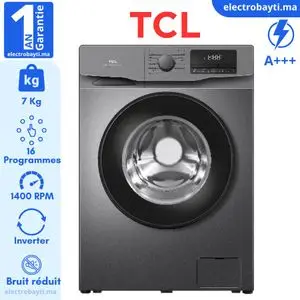 TCL Machine à laver à chargement frontal - 7 KG - Moteur Digital Inverter - 16 Programmes - A+++