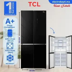 TCL Réfrigérateur Side by Side 635L No Frost – Inverter – Noir