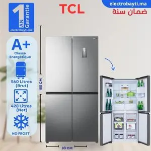 TCL Réfrigérateur Cross Door 428L Total No Frost – Refroidissement Performant