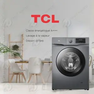 TCL Machine à laver Front Load 7kg, Moteur Inverter, 16 Programmes, P607FLG