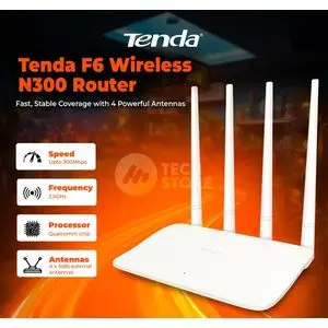 tenda Point d’accès Wi-Fi N300 Mbps avec 4 antennes 5dBi - Répéteur (F6)