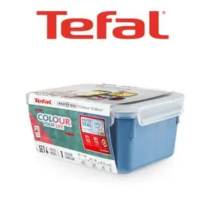 Tefal Set de 4 boîtes alimentaires 2,20 + 0,80 + 0,55 + 0,20 L Master Seal Bleu N1030810