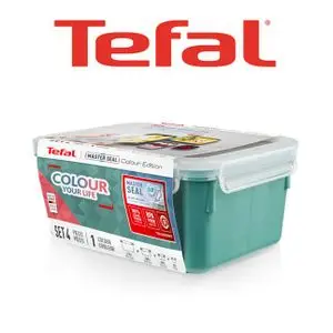 Tefal Set 4 boîtes alimentaires rectangulaires 0,2/0,55/0,80/2,2L vert MASTERSEAL N1031010