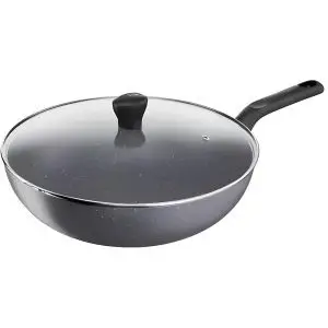 Tefal Wok Antiadhésif - Avec Couvercle en Verre - Pour Cuisson Saine - 28 cm, Gris