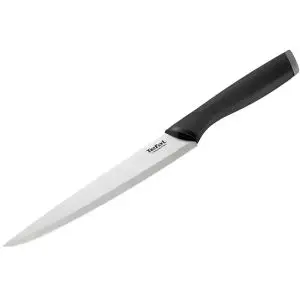 Tefal Couteau de Cuisine - Lame Acier Inoxydable &amp; Manche Ergonomique - Tranchage Précis - Noir, Lame 20cm