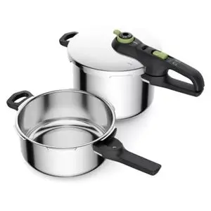 Tefal Secure Trendy P2584300 – Set de 2 Autocuiseurs 4L + 6L – Inox – 2 Programmes – Induction