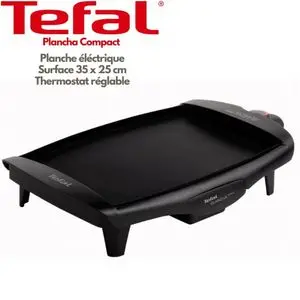 Tefal Plancha Compact Barbecue Électrique Surface 36 x 25 cm, Revêtement Antiadhésif, 1800W, Thermostat Réglable, Bac Récupérateur de Graisse, Grillades Saines &amp; Saveurs Authentiques