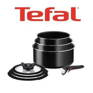 Tefal Batterie de Cuisine Ingenio 7 Pièces – 3 Casseroles 16/18/20 cm avec Couvercles en Verre + Poignée Amovible