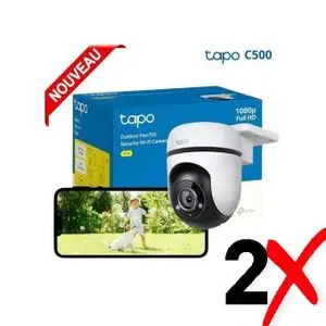 TP-Link  Pack 2 Caméra de Surveillance WiFi IP 1080P PTZ 360° Audio Bi FHD Tapo C500