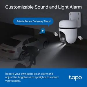 TP-Link Caméra de sécurité extérieure Pan/Tilt Tapo 2K, couverture visuelle 360°, caméra WiFi IP65, suivi de mouvement, vision nocturne en couleurs, caméras de surveillance