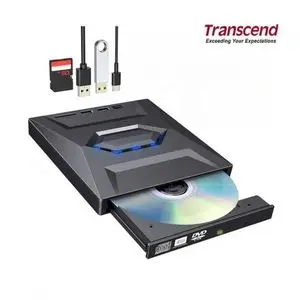 Transcend graveur Lecteur CD DVD Externe USB 3.0 + Usb 2.0 et Type-C avec Lecteur de Carte SD