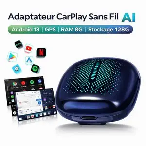 U8 Adaptateur AI CarPlay Sans Fil Android 13 Qualcomm RAM 8G| Stockage 128G