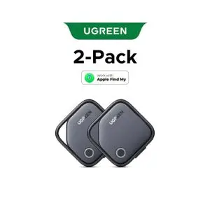 Ugreen Lot de 2 Smart Tag Bluetooth Item Finder USB C Batterie rechargeable Dernier traqueur de 1 an pour Apple Find My (iOS uniquement)