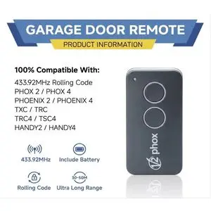 Télécommande Duplicateur 433,92 MHz pour PHOENIX2 PHOENIX4 PHOX 2 / PHOX4 TXC TRC4 TSC4 – Émetteur Clone Pratique pour Ouvre-Porte de Garage
