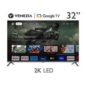 Venezia Smart Google TV GTV32 – 1 an abonnement -Téléviseur intelligent 32 pouces 2K LED avec télécommande vocale