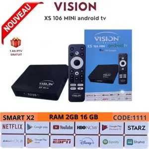 Vision SMART Tv Box XS 106 mini AndroidTV 4K Ultra-HD + 12 mois Smart X2