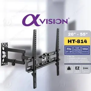 Vision Support TV Mural Réglable 26 – 55, Inclinable, Extensible et Robuste 35 kg, HT-814