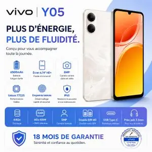vivo Y05 – Smartphone – 4 Go / 64 Go platinum
