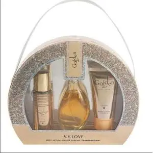 V.V.LOVE Coffret Cadeau Golden (Eau de parfum 100ml + Brume corporelle 85ml + Lotion corporelle 75ml)