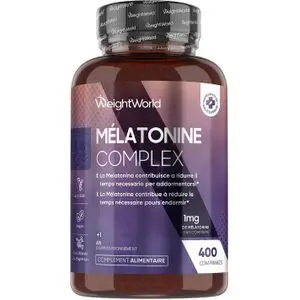 WeightWorld Melatonine 1mg, 400 microcomprimés Enriched with Passionflower, Chamomile, Magnesium and Vitamin B6, No Addiction and Magnesium Stearate Free
