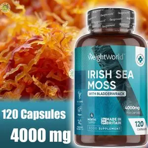 WeightWorld Irish Sea Moss Capsules 4000mg with Added 639mg of Bladderwrack - 120 Vegan Capsules, mousse de mer d'irlande