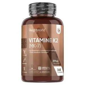 WeightWorld Vitamine K2 MK-7 200 mcg 365 Comprimés - 1 an