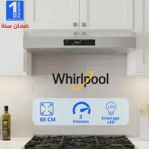 Whirlpool Hotte Murale en INOX - 3 Vitesses - 60 cm - Eclairage LED - WSLK65LSX