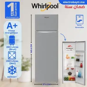 Whirlpool Réfrigérateur-Congélateur - Double Portes- freezer top - 280 L/250 L - WTMS 551251 WTMS XNA