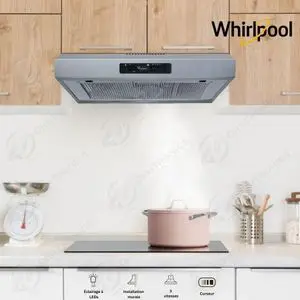 Whirlpool Hotte Murale 3 Vitesses en Inox 60 cm LED, WSLK 65 LS X