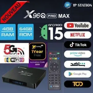 X96 PRO Smart TV BOX Dual Wifi 4Go+64Go Allwinner H616 6K ANDROID 15