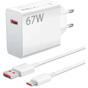 XIAOMI Chargeur Rapide 67W Complet – Adaptateur secteur + Câble USB – Charge Rapide pour Smartphone
