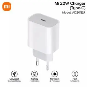 XIAOMI Original Mi PD 20W Type-C Power Charger, Chargeur Rapide Fast
