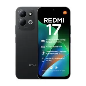 XIAOMI Redmi 17 6.9" NFC - ( 256GB - 4 Go RAM jusqu’à 8 Go) - 7500 mAh/45W - Helio G91 Ultra - Black