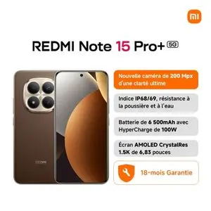 XIAOMI Smartphone Note 15 Pro+ 5G – 12 Go RAM 512 Go – Marron Moka