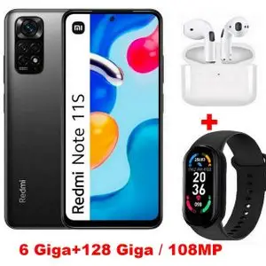 XIAOMI Redmi Note 11S – 6.5" – 6 Go RAM – 128 Go ROM – MediaTek Helio G96 – 108 MP – Noir + Kit + Watch