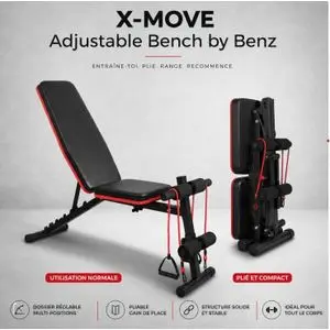 X-MOVE by benz Banc de Musculation Réglable – Multifonction avec Bandes de Résistance