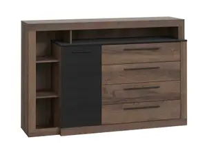 Commode Bellevue 1 Porte Et 4 Tiroirs Chêne Marron Foncé