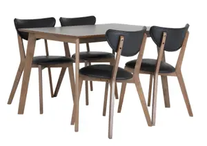 Set Table + 4 Chaises Princeton Bois massif - Marron