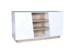 Commode Hulon - Chêne / Blanc Brillant