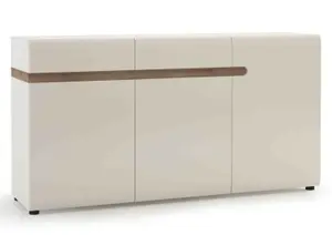 Commode Linate 2 Tiroirs Et 3 Portes - Blanc / Chêne Beige