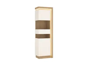 Petite Vitrine Lyon Avec Une Porte 60X42X198 Cm – Blanc / Chêne